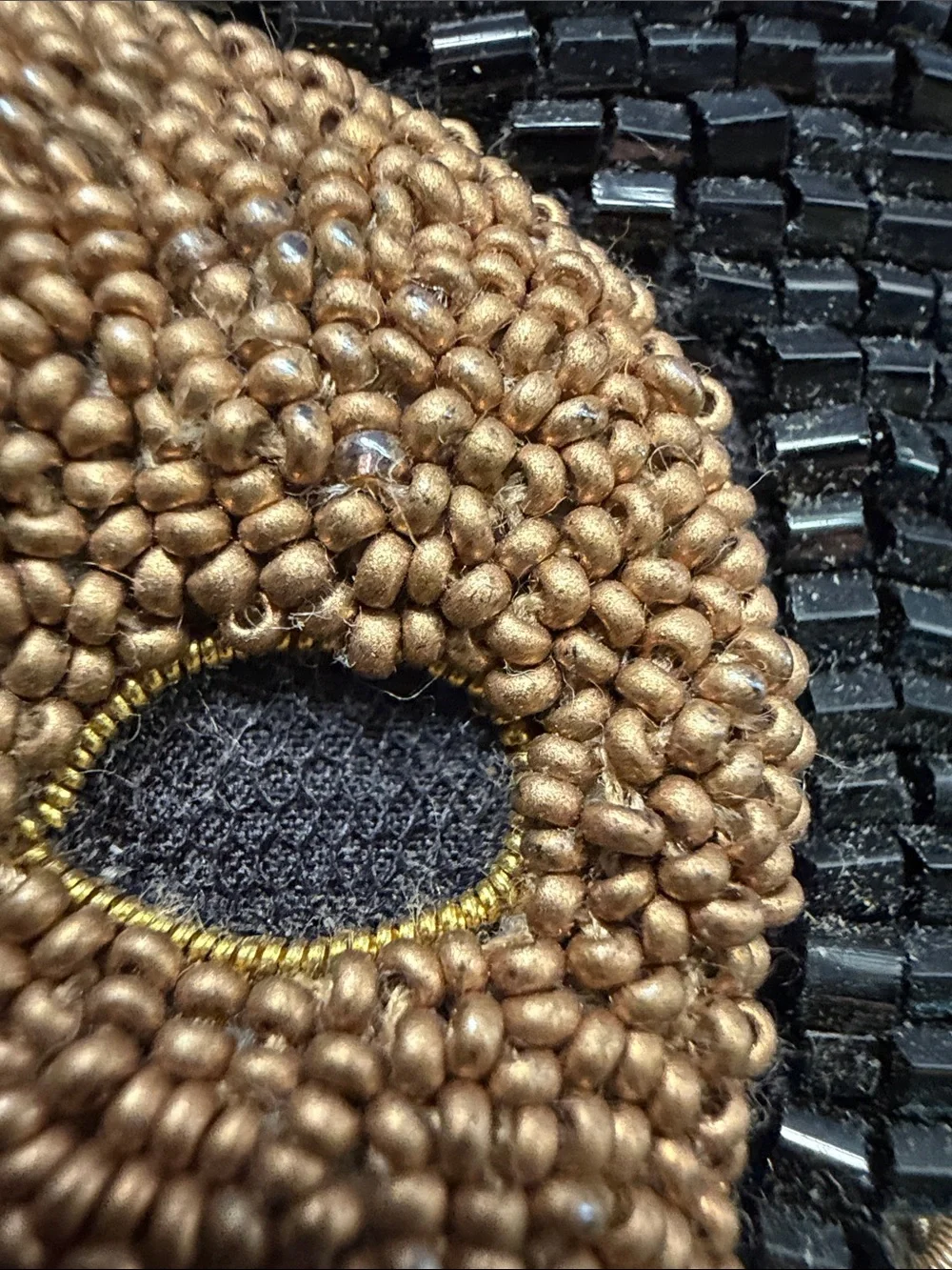 Beaded Skull Clutch Wristlet - Black & Gold